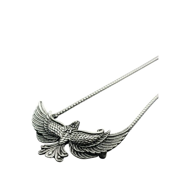 Vintage Style Flying Eagle Pendant Necklace Box Chain Antique Silver Finish - Picture 1 of 9